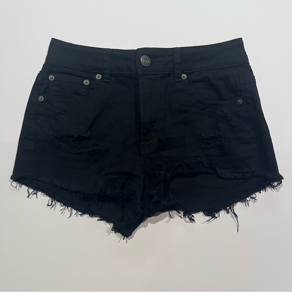 American Eagle Outfitters Distressed Black Jean Shorts